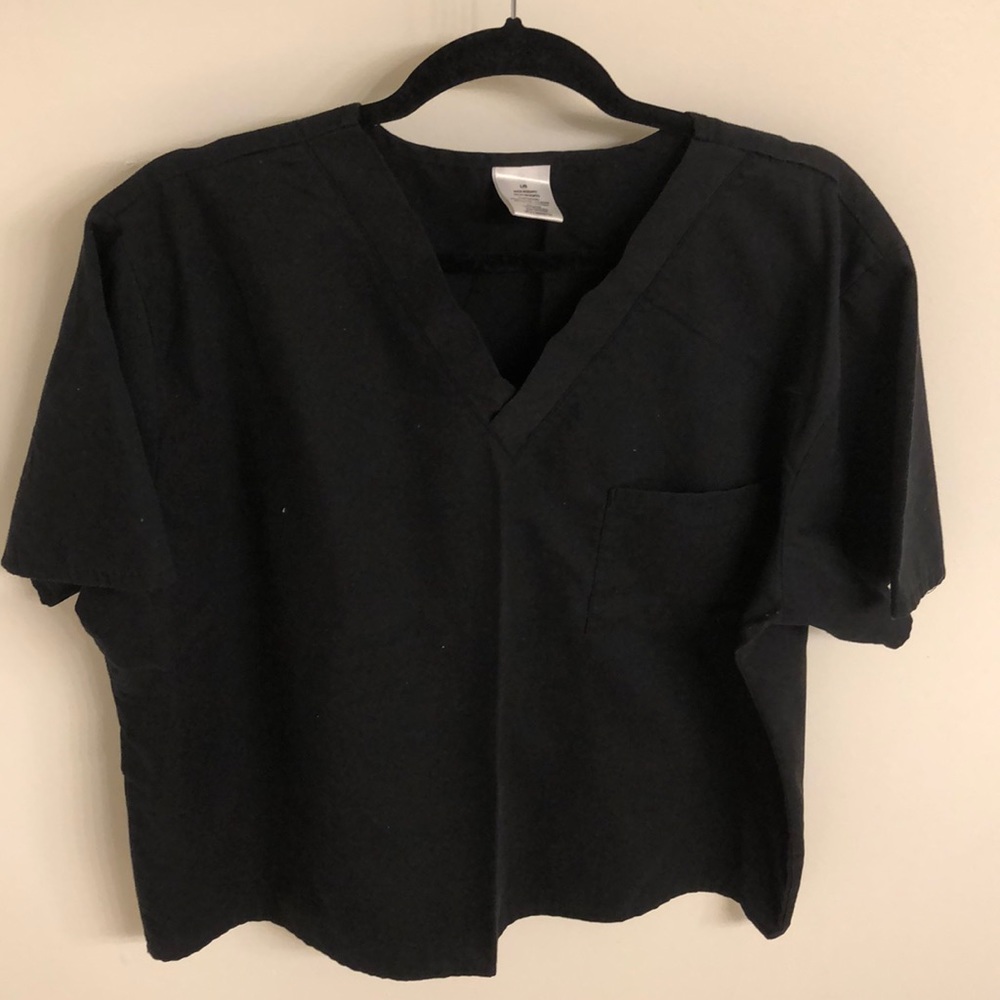 V-neck Scrub Top Size L Color Black
